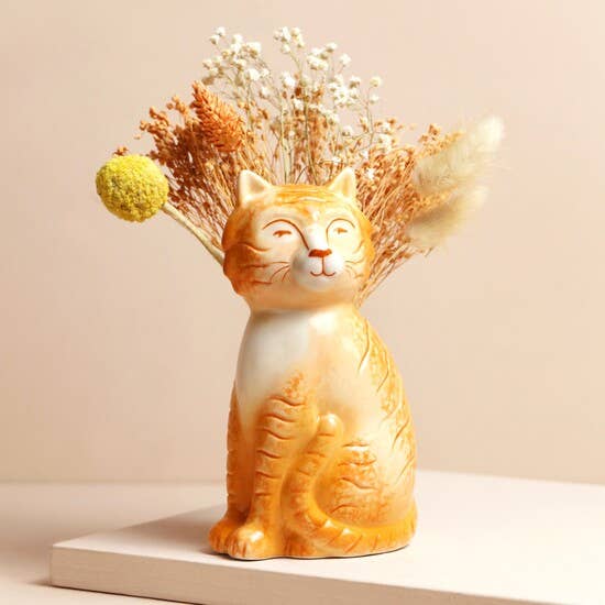 Orange Cat Vase