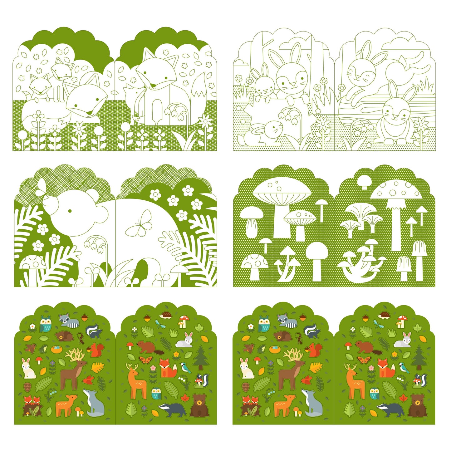 Coloring Book with Stickers: Woodland