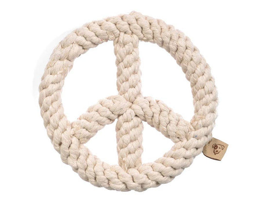 Jax & Bones Peace Sign Rope Dog Toy White 7"