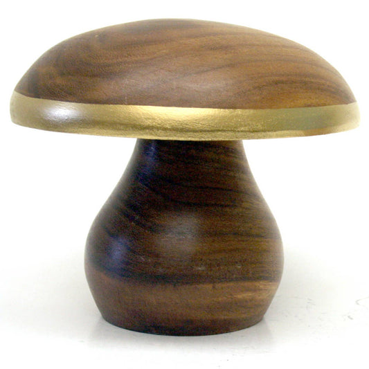 Hand Carved Acacia Mushroom Gold Edge