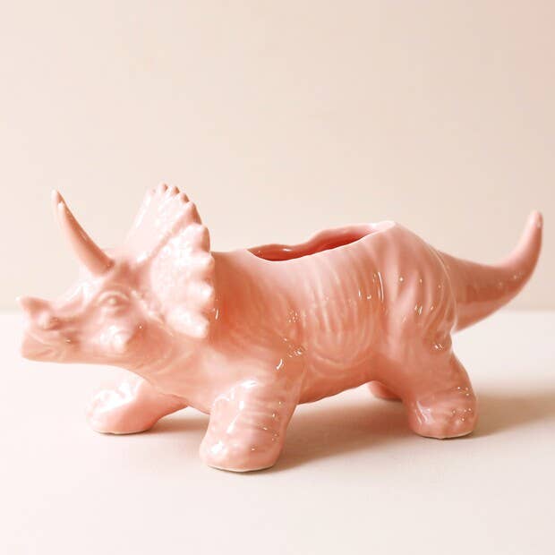 Pink Triceratops Dinosaur Planter