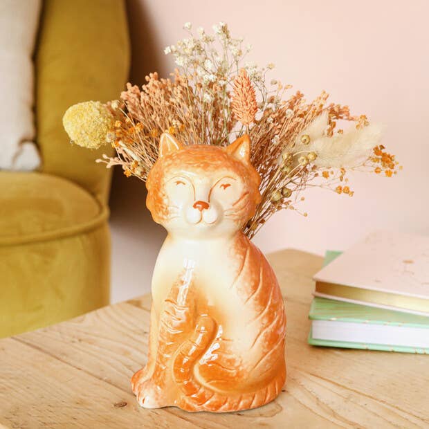 Orange Cat Vase