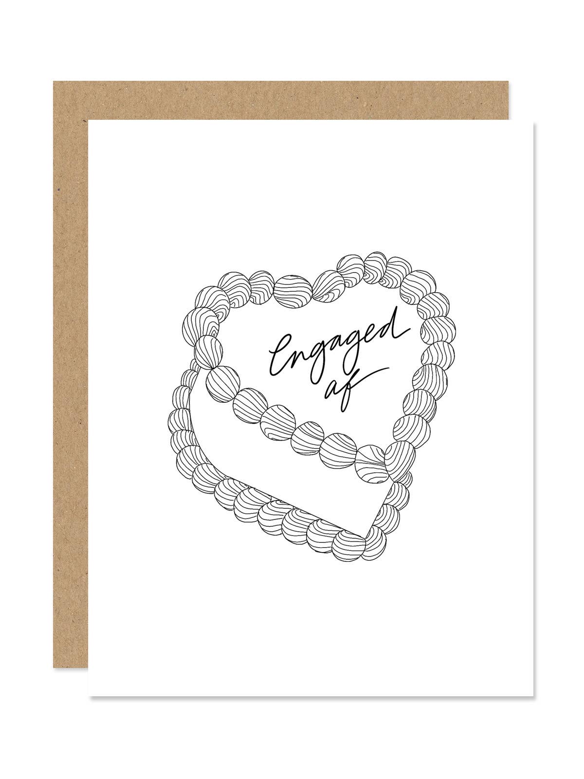 Engaged AF Heart-Shaped Cake Card