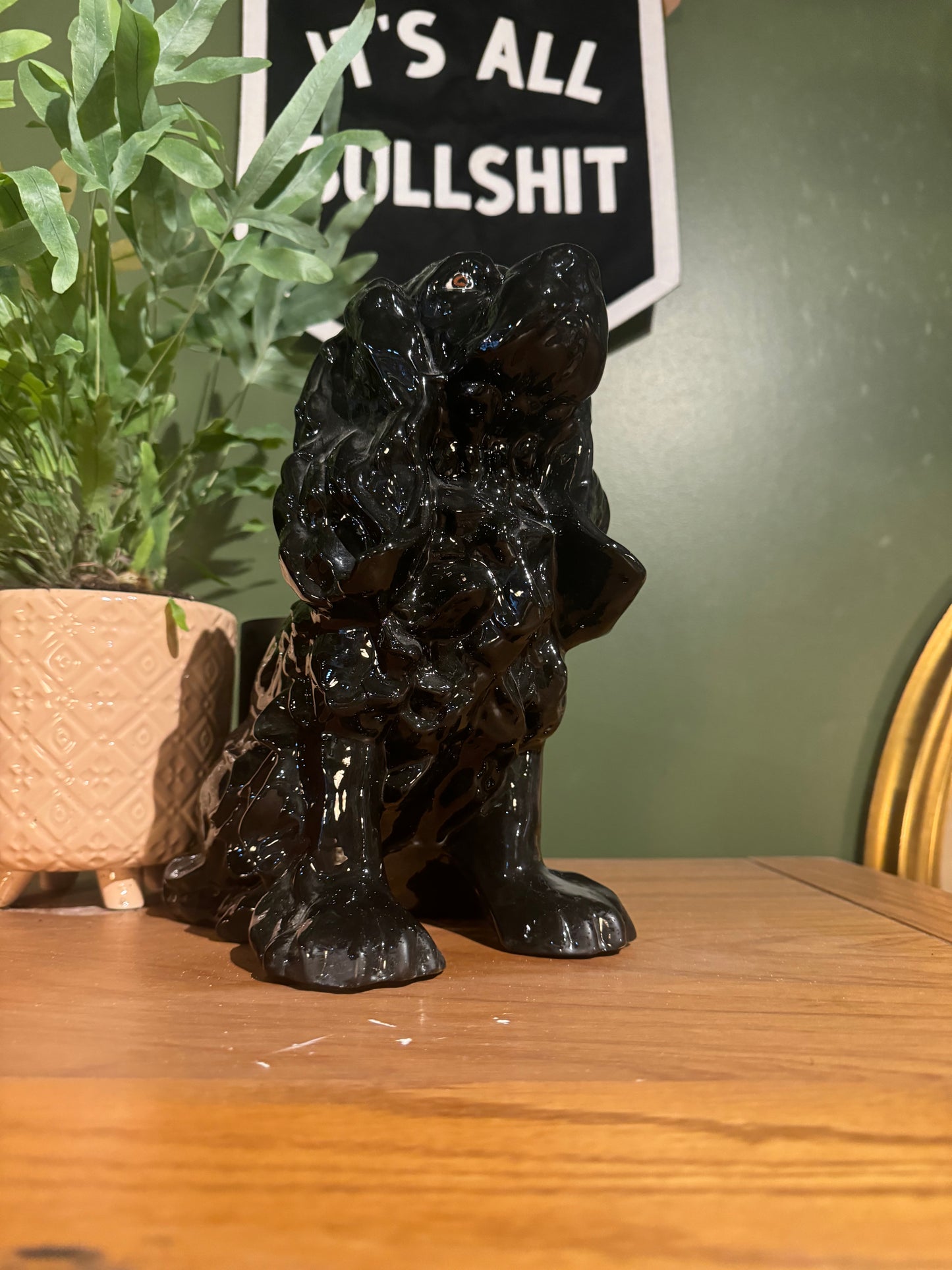 Black vintage ceramic dog