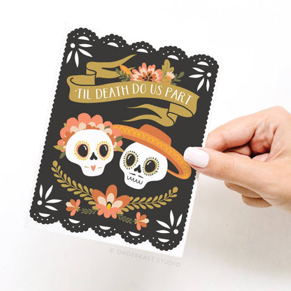 'Til Death Do Us Part Sugar Skulls Greeting Card