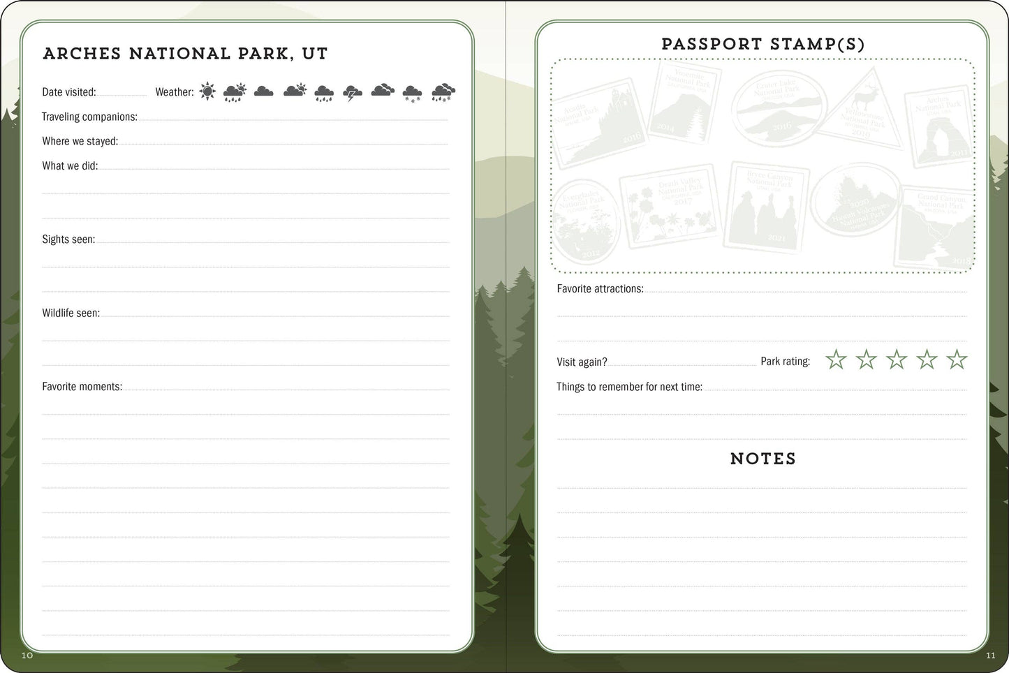 USA National Parks Journal & Passport Stamp Book