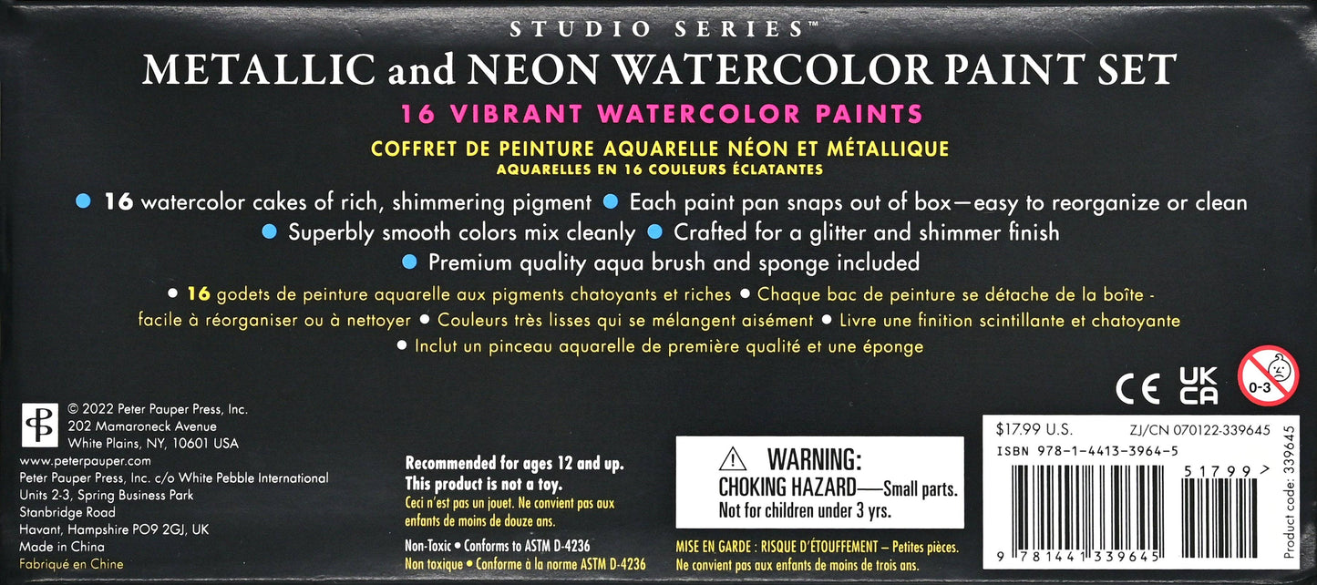 Studio Series Metallic & Neon Watercolor Paint Set