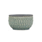 Arcello Round Blue Leaf Patterned Ceramic Pot