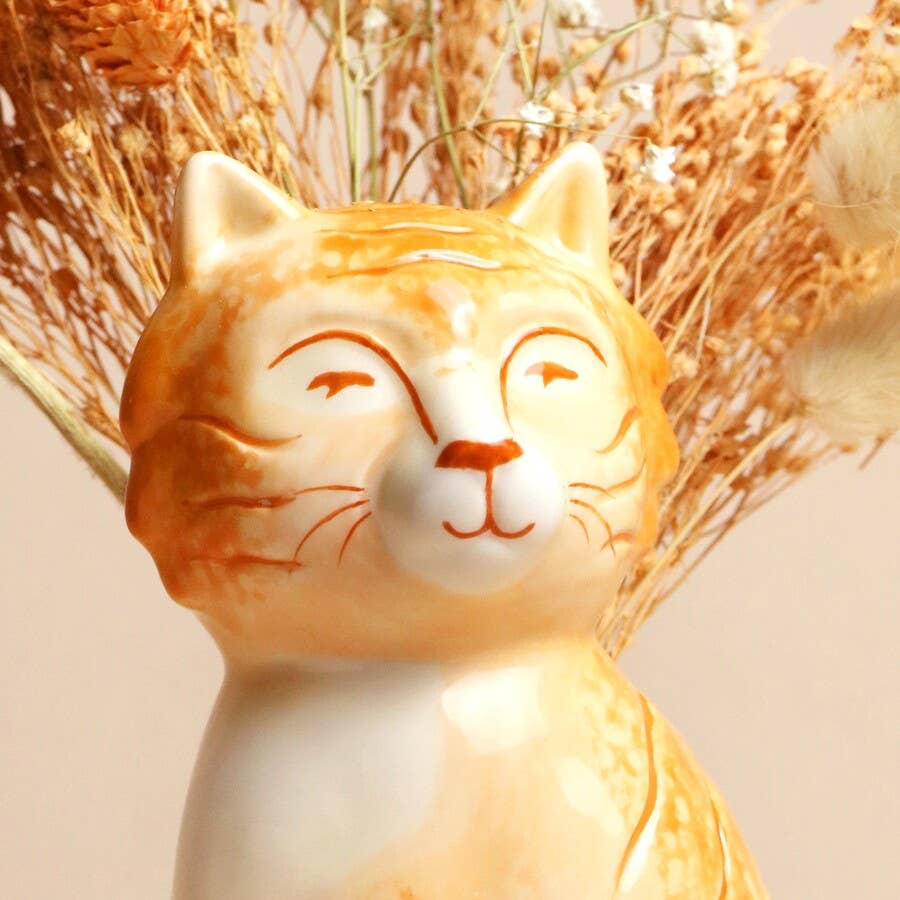 Orange Cat Vase