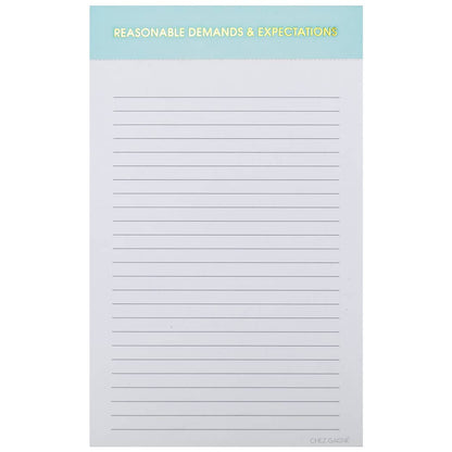 Reasonable Demands and Expectations Notepad